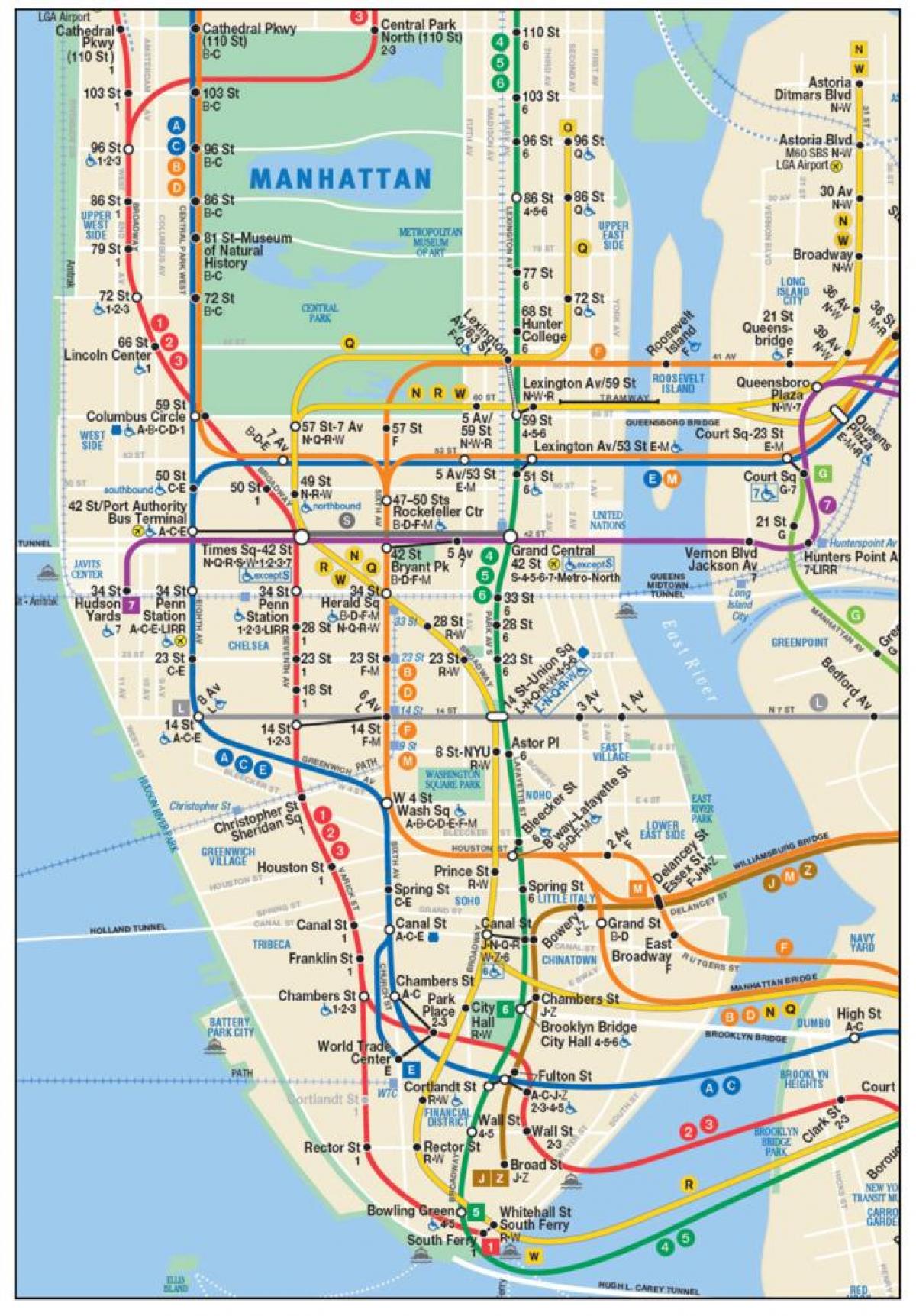 地図の下のマンハッタン地下鉄