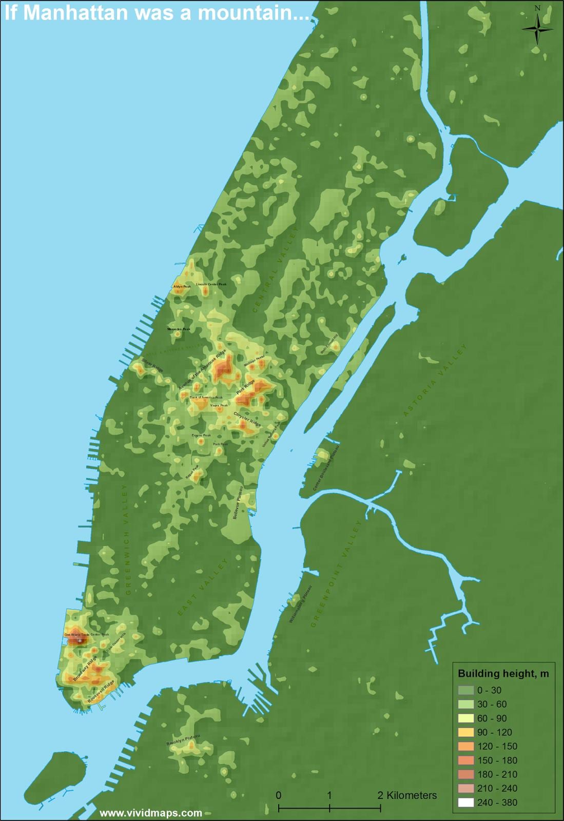 標高地図のマンハッタン