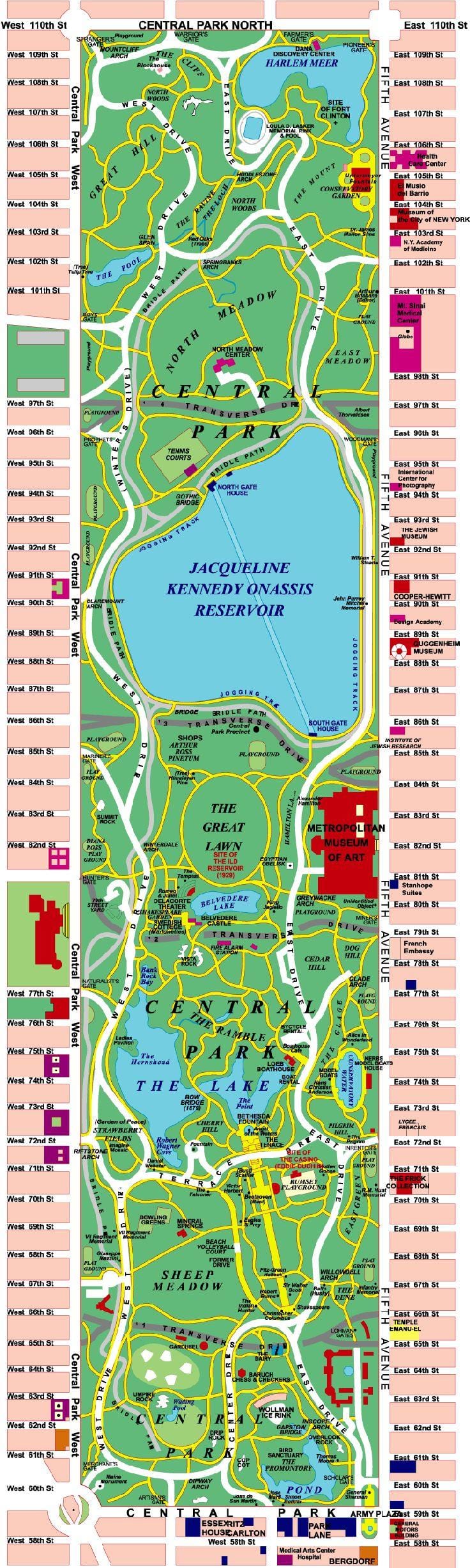 中央公園マンハッタンの地図