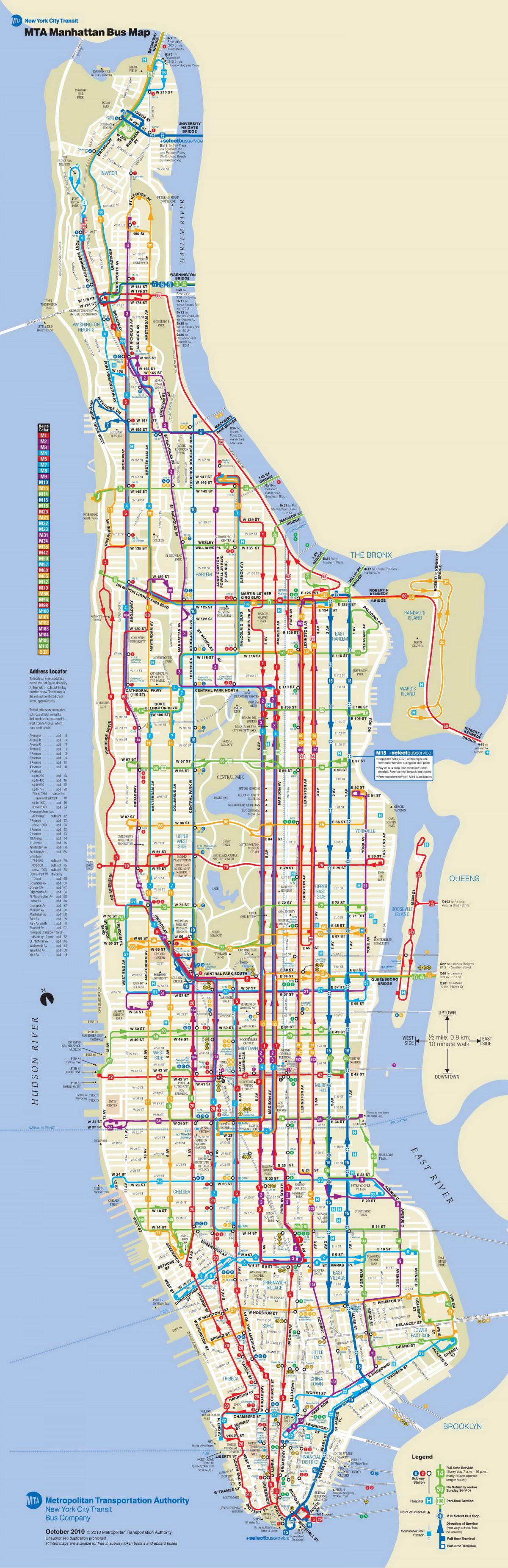 MTAバスマンハッタンの地図