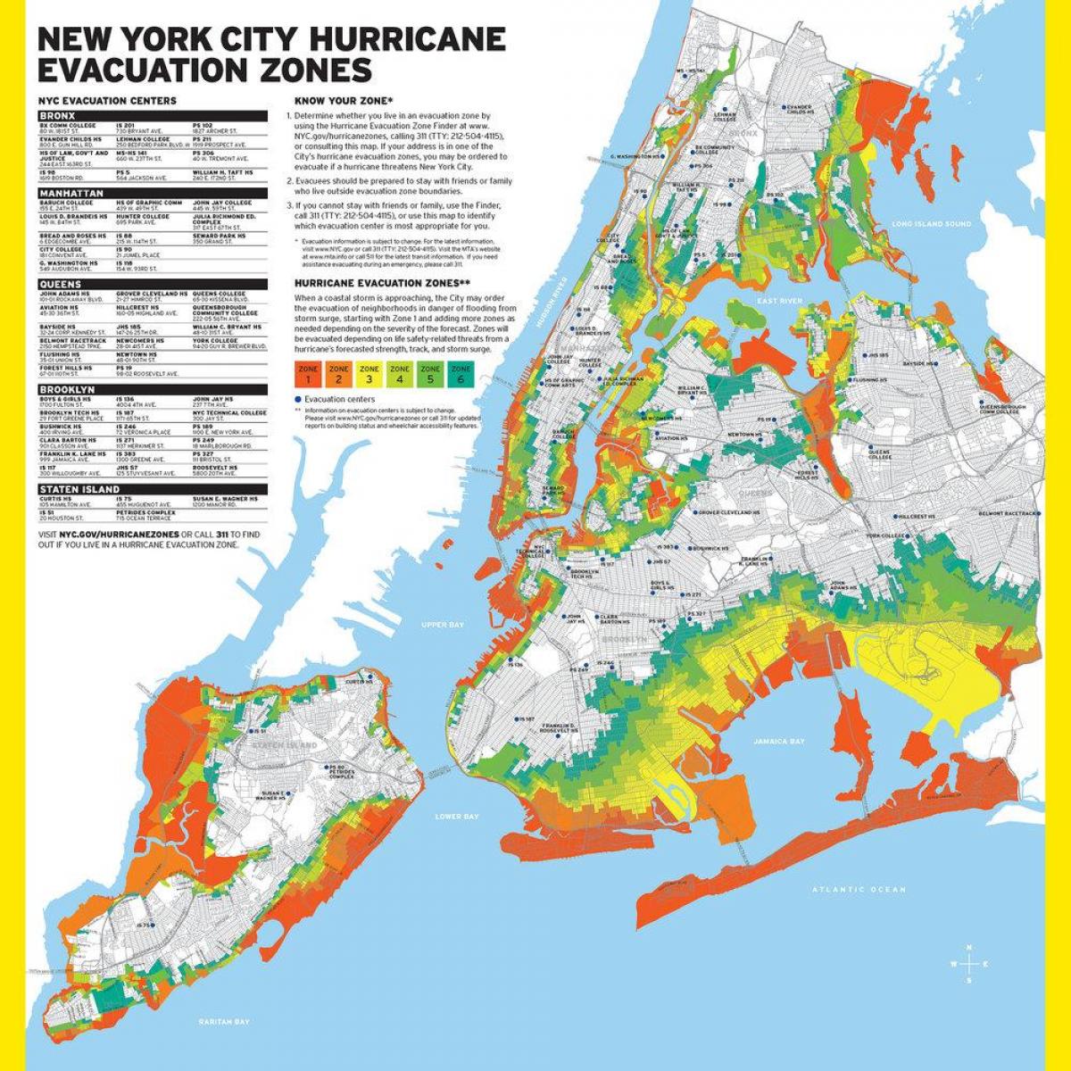 マンハッタンの洪水区域地図