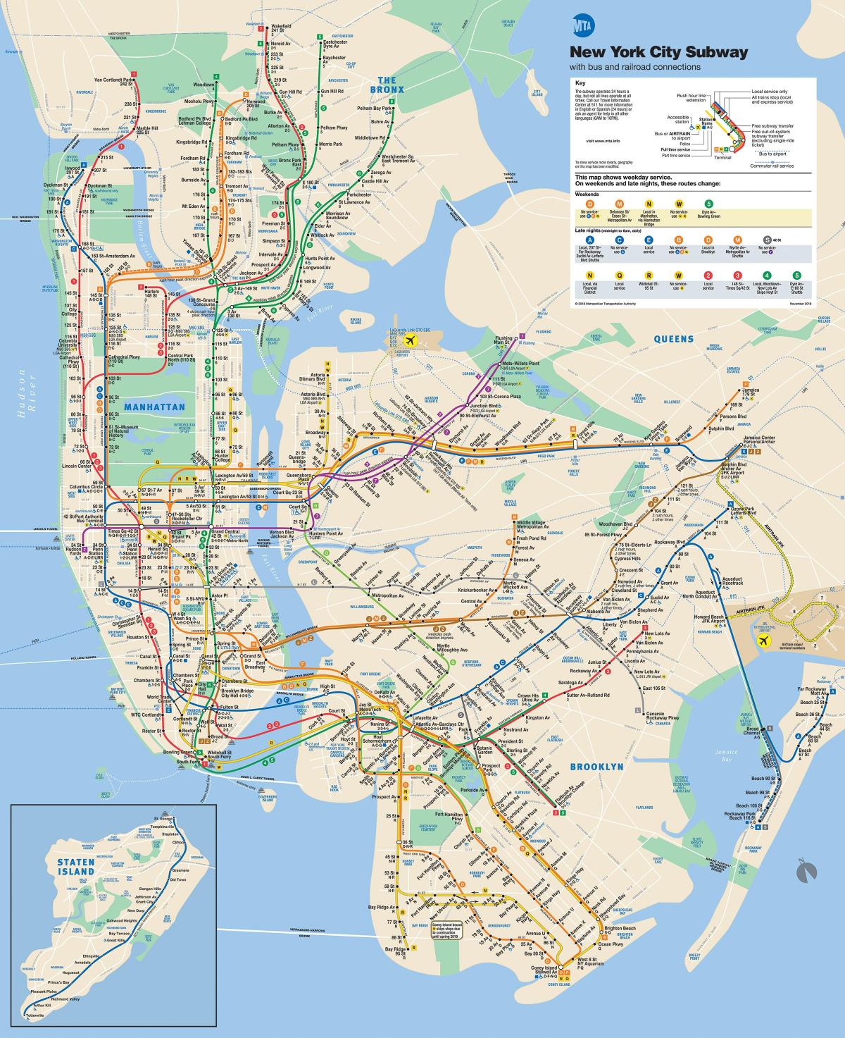 ニューヨークマンハッタン地下鉄の地図