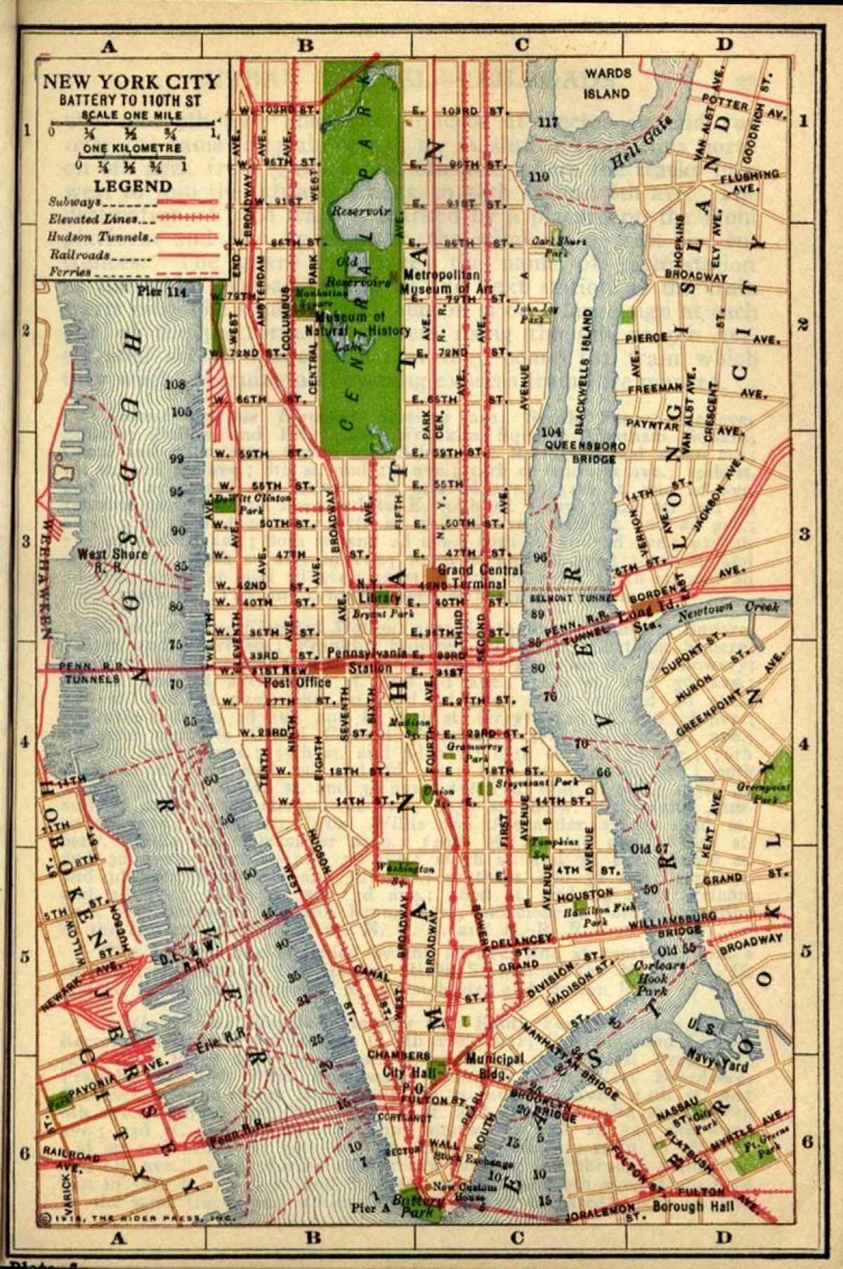 地図の古いマンハッタン