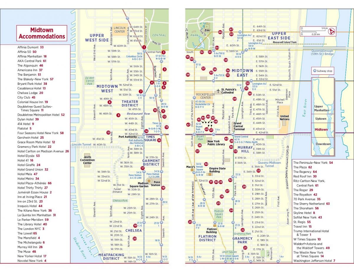 印刷可能なウォーキングマップのマンハッタンミッドタウン