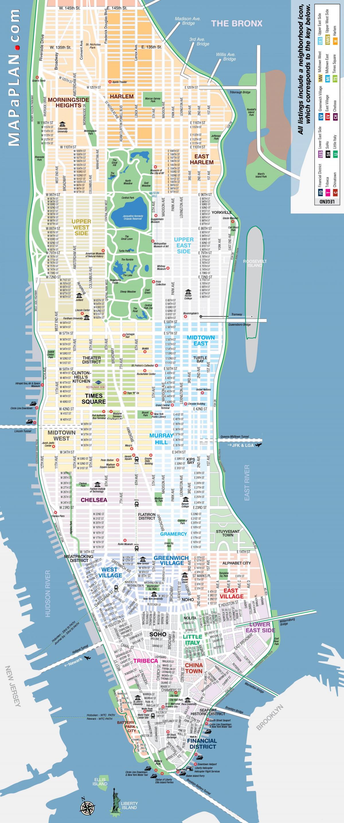無料地図を印刷マンハッタンNYC
