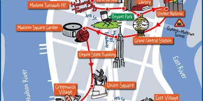 地図のマンハッタンニューヨークの名所