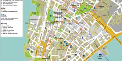 地図の下のマンハッタンとの通りの名前