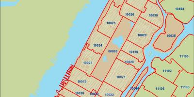 NYC zipコードはマンハッタンの地図